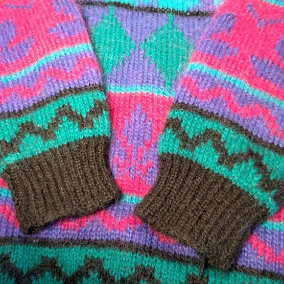 Gallagher Sweater Womens M Crew Neck Striped Vintage 1990s Retro Mohair Blend - Picture 12 of 12